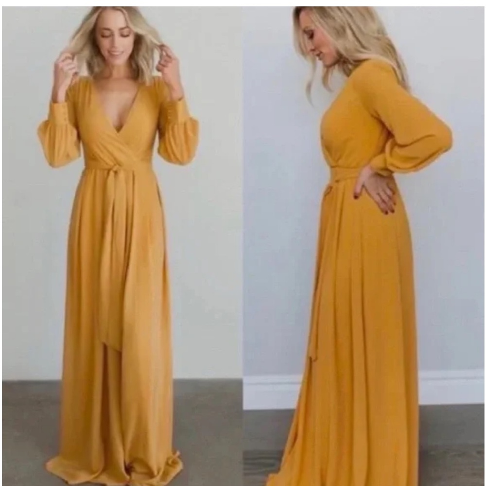 Baltic Born Lydia Elegant Mustard Wrap Dress